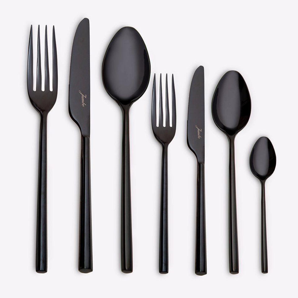 Jumbo 1001 Titanyum Siyah 12 Kişilik 84 Parça Çatal Kaşık Bıçak Takımı