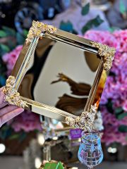 KARE GÜLLÜ SUNUM TEPSİ GOLD