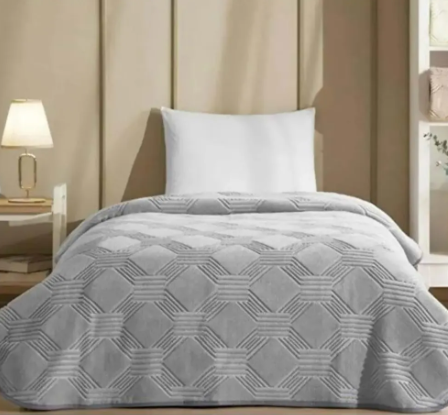 Özdilek Trendy Art Deco Gri Battaniye Çift Kişilik