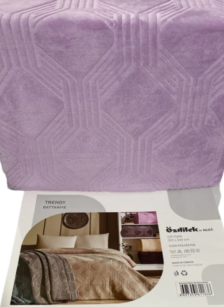 Özdilek Trendy Art Deco Lavanta Battaniye Çift Kişilik