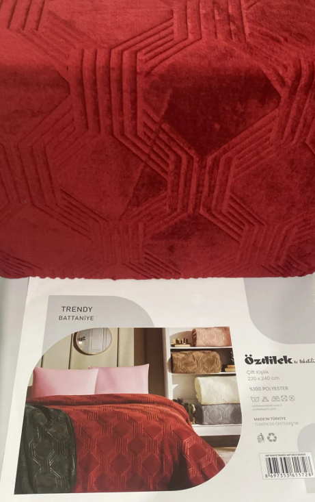 Özdilek Trendy Art Deco Bordo Battaniye Çift Kişilik