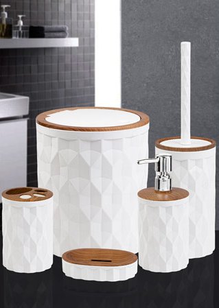 DMD-10 467-3-B) 5 Lİ BANYO SETİ AHŞAP/ BEYAZ