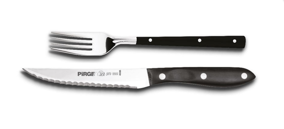 ELITE STEAK / BİFTEK BIÇAĞI & ÇATAL SETİ 12 CM SİYAH