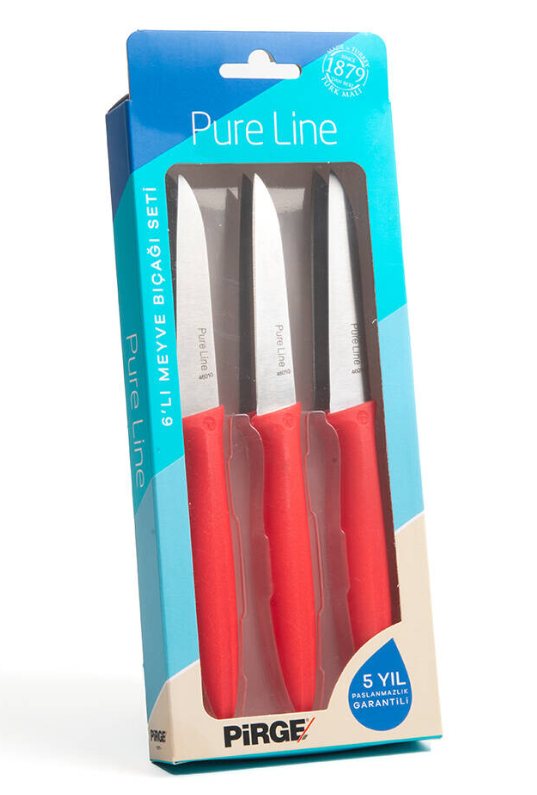 Pure Line 6 Parça Meyve Bıçağı Seti 9 CM Kırmızı