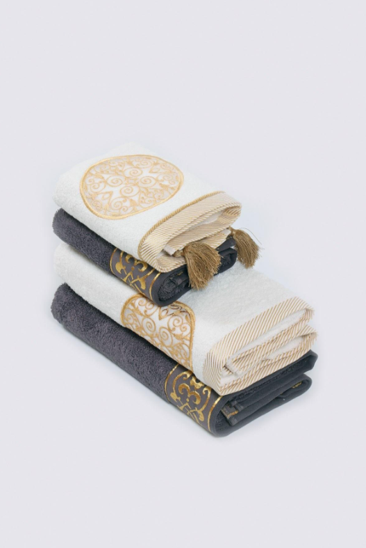 Ecocotton %100 Organik Pamuk Arus Hamam Seti Krem/antrasit