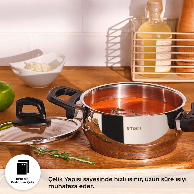 Emsan Aren 8 Parça Tencere Seti Çelik