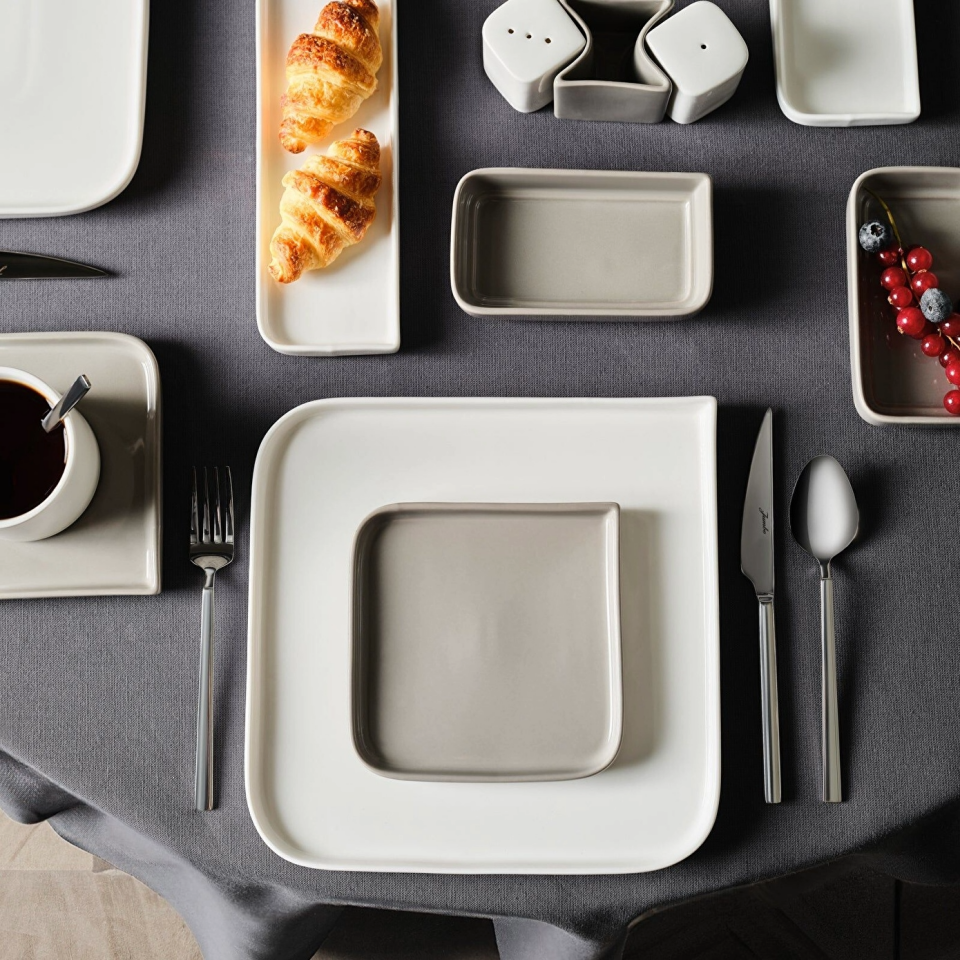 Jumbo Quadro White 6 Kişilik 27 Parça Kare Kahvaltı Takımı