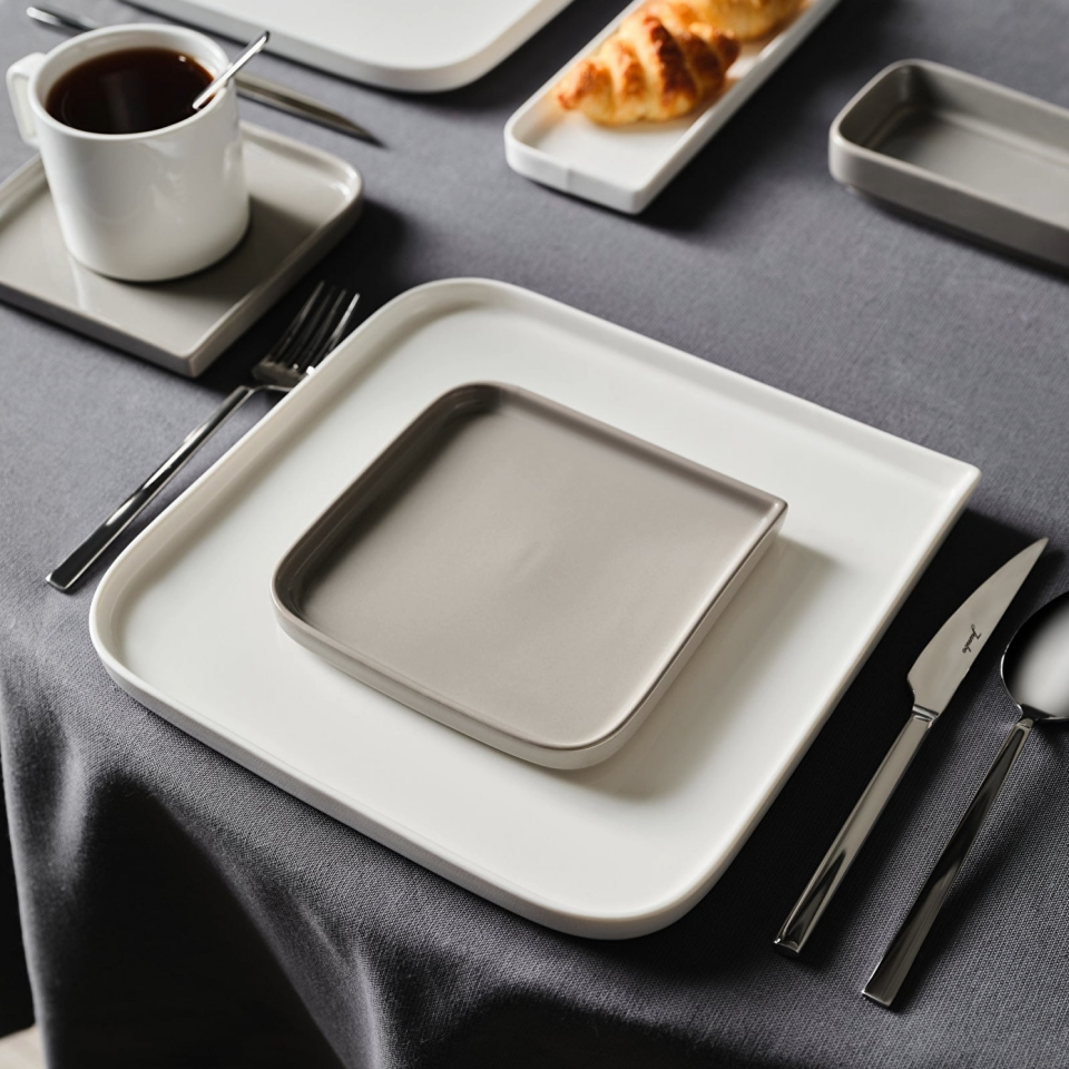 Jumbo Quadro White 6 Kişilik 27 Parça Kare Kahvaltı Takımı