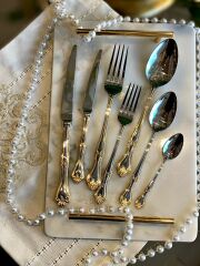 LALEZAR ALTIN 84 PARÇA KUTULU ÇATAL KAŞIK BIÇAK TAKIMI