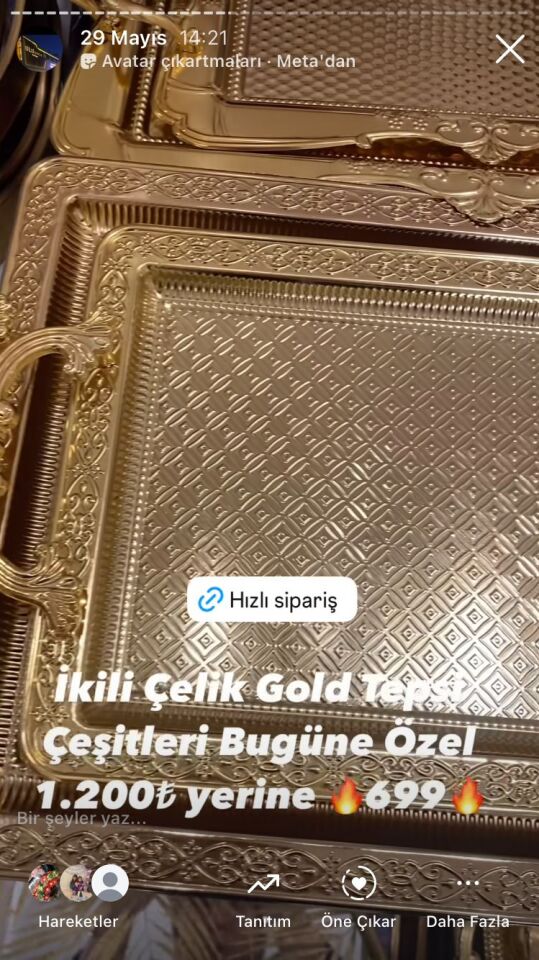 AROW 2'Lİ DİKDÖRTGEN ALTIN TEPSİ