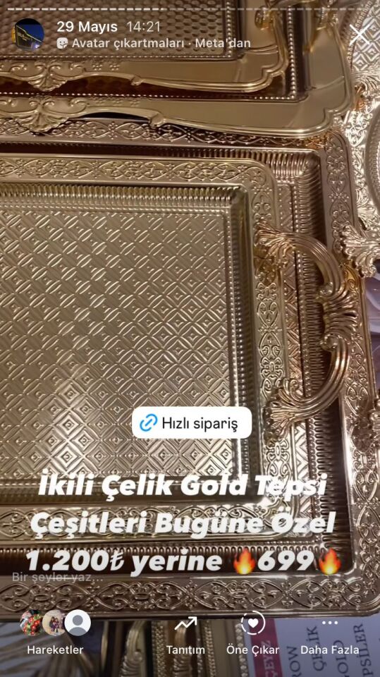 AROW 2'Lİ DİKDÖRTGEN ALTIN TEPSİ