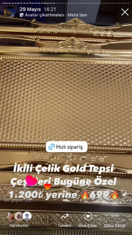 AROW 2'Lİ DİKDÖRTGEN ALTIN TEPSİ