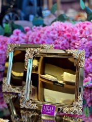 KARE GÜLLÜ SUNUM TEPSİ GOLD