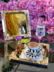 KARE GÜLLÜ SUNUM TEPSİ GOLD