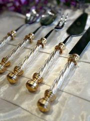 Kristal 5 Parça Servis Seti Gold