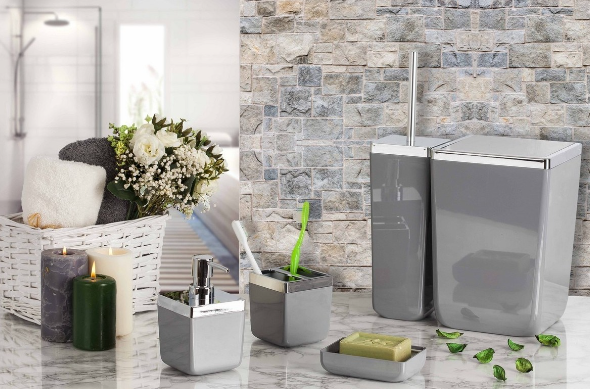 Ansan Toskana 5 Parça Banyo Seti Gri