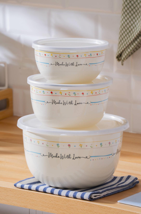 Made With Love Emaye 3 lü Saklama ve Karıştırma Kabı