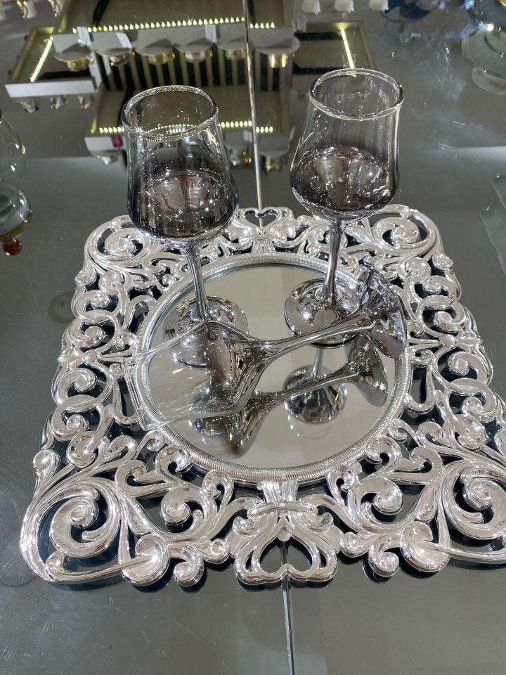 TİTANYUM KAPLAMA GRAPPA 6 PRÇ KAHVE YANI PLATİN