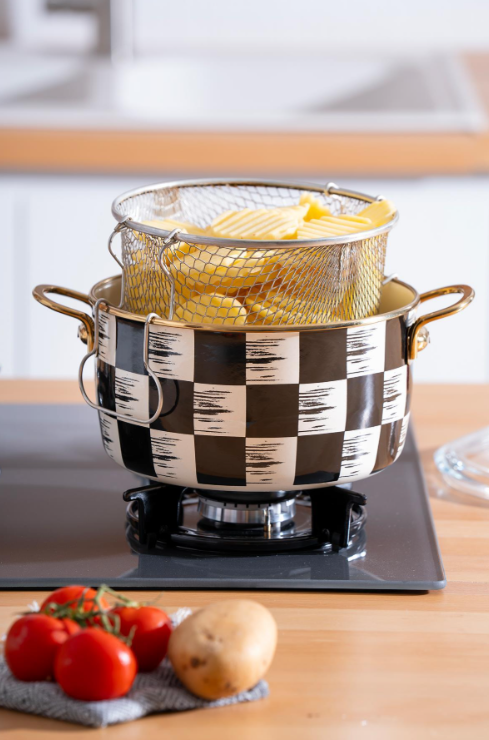 QUALITA-KING EMAYE PYREX KAPAKLI KIZARTMA TENCERESİ
