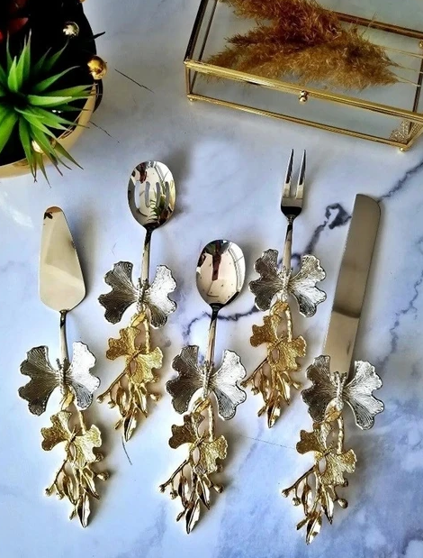 5 PARÇA KELEBEK SERVİS SETİ GÜMÜŞ