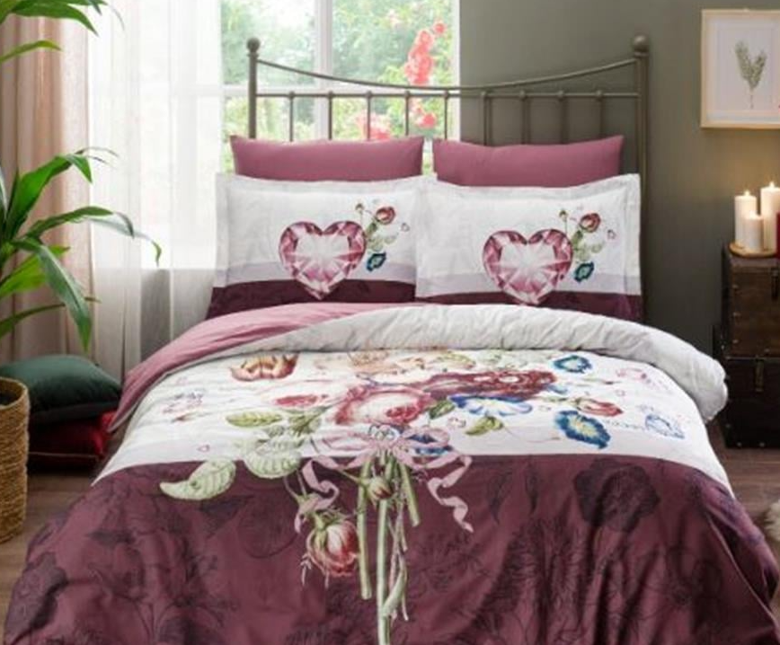 Özdilek Mothers Heart Özel Rf Nevresim Takımı Çift Kişilik Bordo